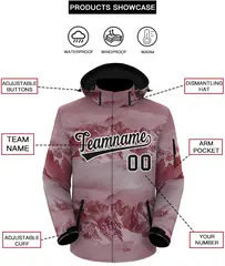 Crimson Black-White Graffiti Waterproof Jacket for Climbing 2