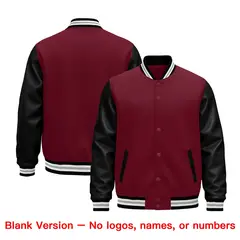 Crimson Black White Gray Varsity Full-Snap Letterman Jacket 2