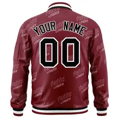 Crimson Black-White Letter Full-Zip Varsity Bomber Jacket 4