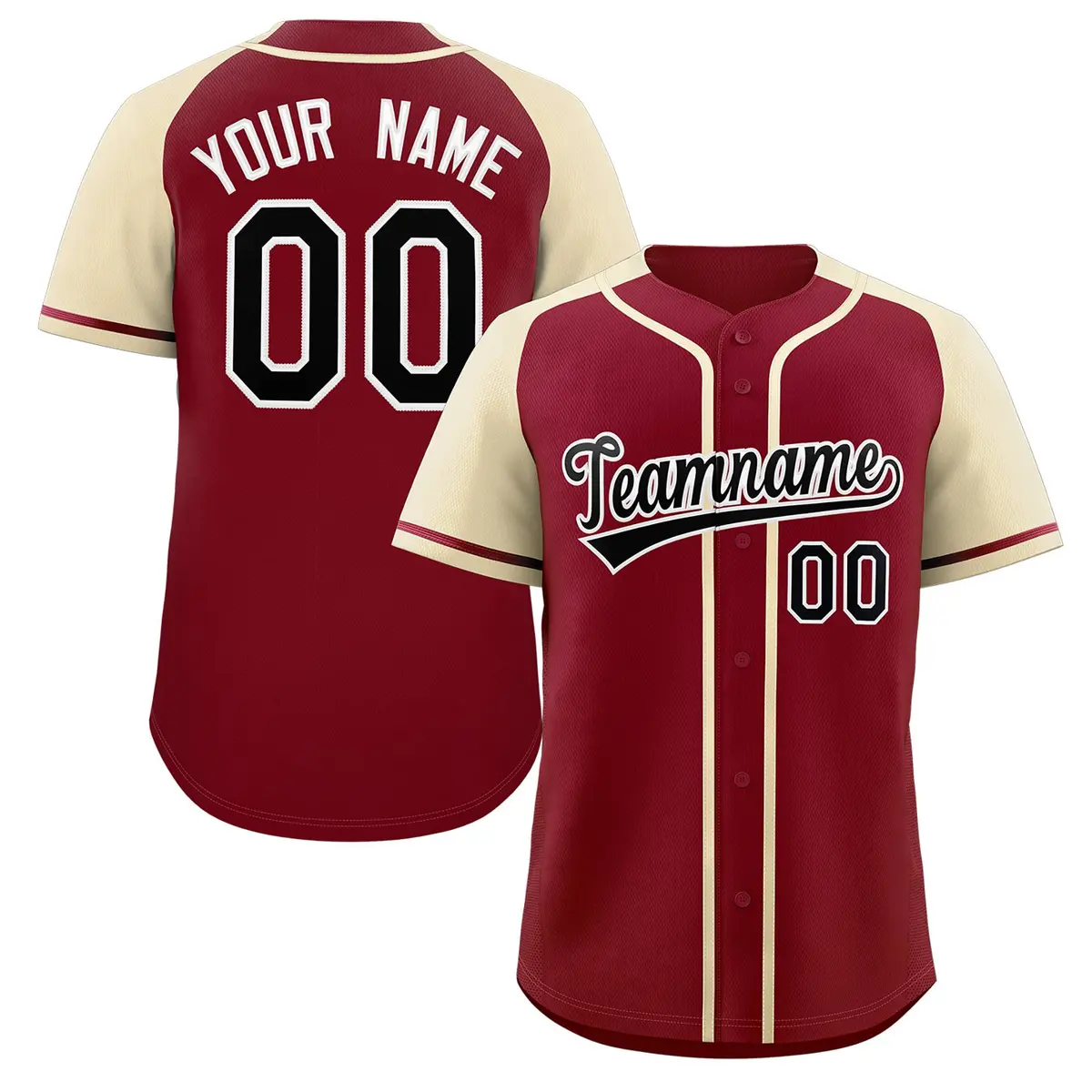 Crimson Black-White Raglan Sleeves Authentic Baseball Jersey