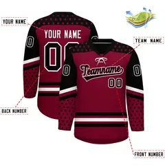 Crimson Black White Star Series Lace-Up Neck Hockey Jersey 2