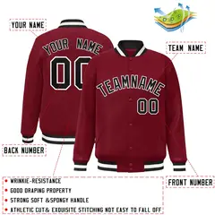 Crimson Black-White Varsity Full-Snap Letterman Jacket 2