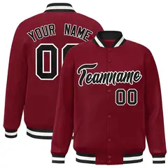 Crimson Black-White Varsity Full-Snap Letterman Jacket