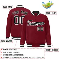 Crimson Black-White Varsity Full-Snap Letterman Jacket 2