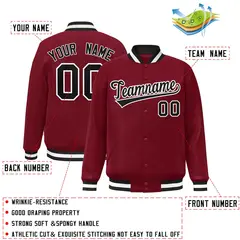 Crimson Black-White Varsity Full-Snap Letterman Jacket 2