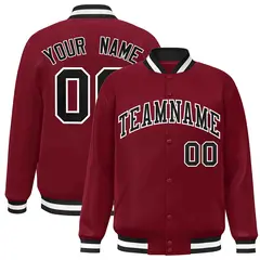 Crimson Black-White Varsity Full-Snap Letterman Jacket