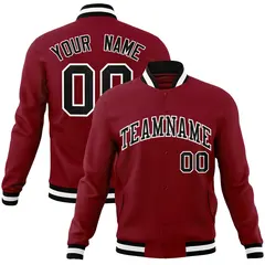 Crimson Black-White Varsity Full-Snap Letterman Jacket 1