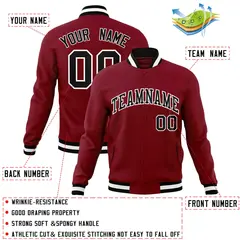 Crimson Black-White Varsity Full-Snap Letterman Jacket 4