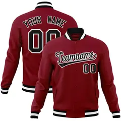 Crimson Black-White Varsity Full-Snap Letterman Jacket 1