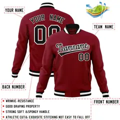 Crimson Black-White Varsity Full-Snap Letterman Jacket 4