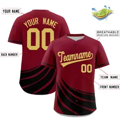 Crimson Black Wind Mark Graffiti Pattern Baseball Jersey 2