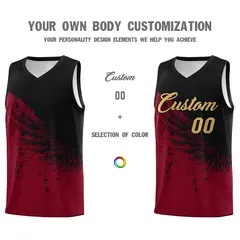 Crimson Black Wing Pattern Basketball Sports Uniform Jersey 3