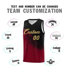Crimson Black Wing Pattern Basketball Sports Uniform Jersey 4