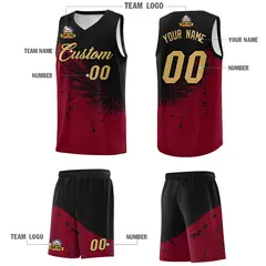 Crimson Black Wing Pattern Basketball Sports Uniform Jersey 5