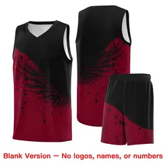 Crimson Black Wing Pattern Basketball Sports Uniform Jersey 7