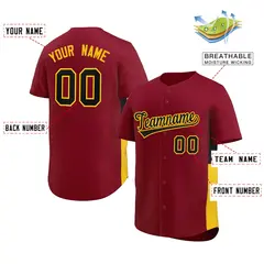 Crimson Black-Yellow Side Two-Tone Authentic Baseball Jersey 2