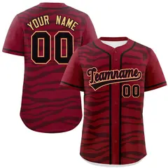 Crimson Black Zebra Stripes Graffiti Baseball Jersey