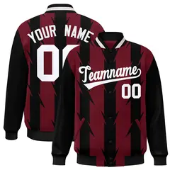 Crimson Blade Pattern Raglan Varsity Letterman Baseball Jacket 1