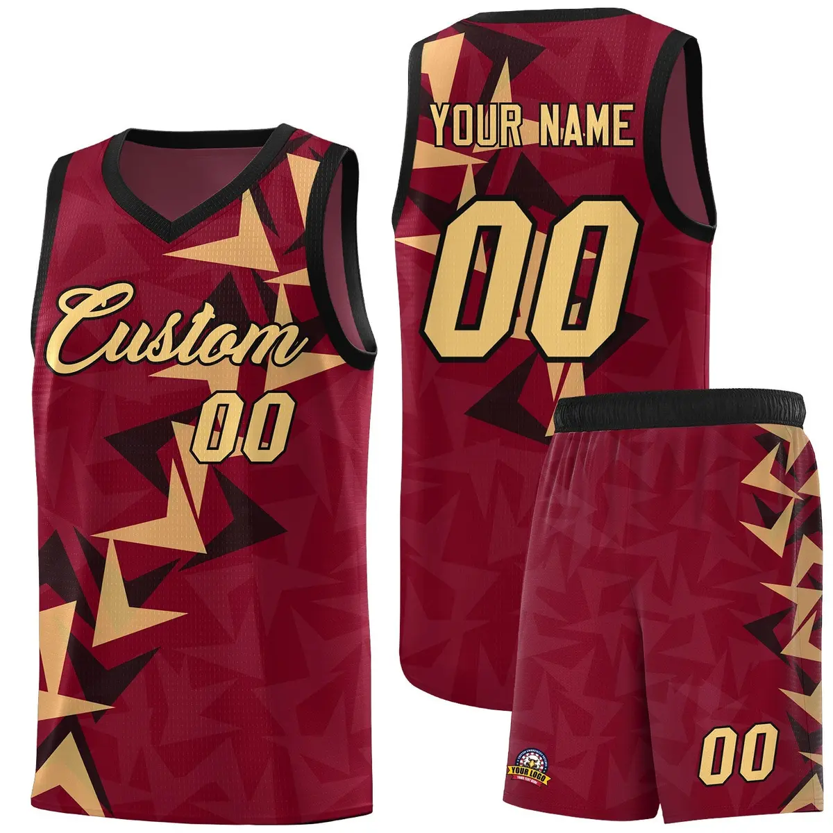 Crimson Boomerang Pattern Basketball Jersey