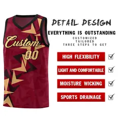 Crimson Boomerang Pattern Basketball Jersey 2
