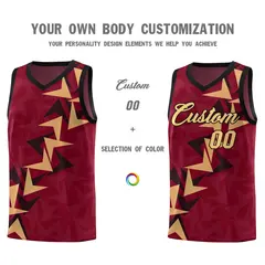 Crimson Boomerang Pattern Basketball Jersey 3