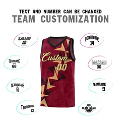 Crimson Boomerang Pattern Basketball Jersey 4