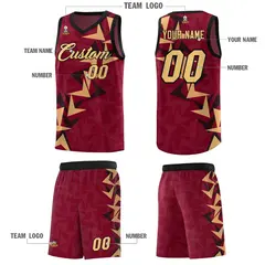 Crimson Boomerang Pattern Basketball Jersey 5