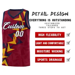Crimson Boomerang Pattern Basketball Jersey 2