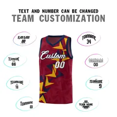 Crimson Boomerang Pattern Basketball Jersey 4