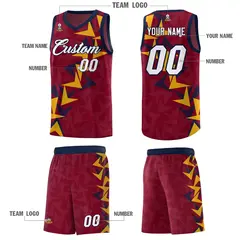 Crimson Boomerang Pattern Basketball Jersey 5