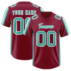 Crimson Bright Green and White Side Stripe Football Jersey