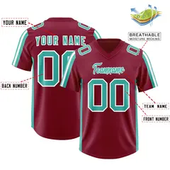 Crimson Bright Green and White Side Stripe Football Jersey 2