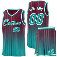 Crimson Bright Green Gradient Stripe Basketball Jersey 1