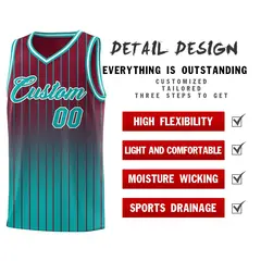Crimson Bright Green Gradient Stripe Basketball Jersey 2