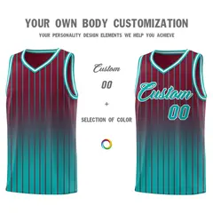 Crimson Bright Green Gradient Stripe Basketball Jersey 3