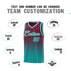 Crimson Bright Green Gradient Stripe Basketball Jersey 4
