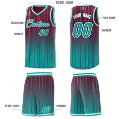 Crimson Bright Green Gradient Stripe Basketball Jersey 5
