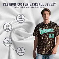 Crimson Bright Green Metallic Gold Splatter Baseball Jersey 3