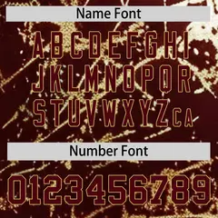 Crimson Burgundy Shiny Gold Cracked Texture Baseball Jersey 5