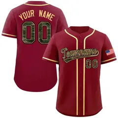 Crimson Camo Font Authentic Baseball Jersey 1