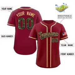 Crimson Camo Font Authentic Baseball Jersey 2