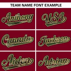 Crimson Camo Font Authentic Baseball Jersey 3