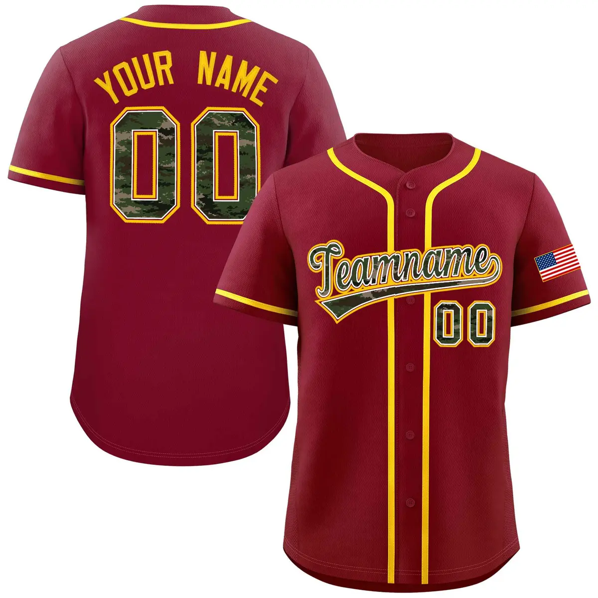 Crimson Camo Font Authentic Baseball Jersey