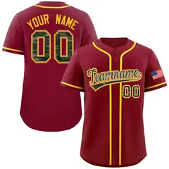 Crimson Camo Font Authentic Baseball Jersey 1