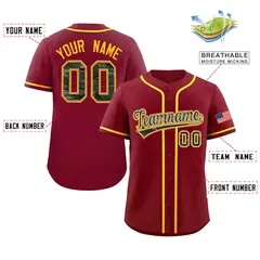 Crimson Camo Font Authentic Baseball Jersey 2