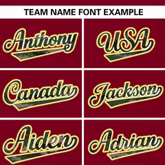 Crimson Camo Font Authentic Baseball Jersey 3