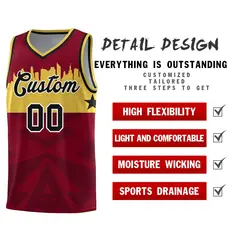 Crimson City Silhouette Pattern Basketball Jersey 2