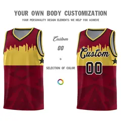 Crimson City Silhouette Pattern Basketball Jersey 3