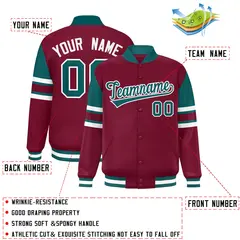 Crimson Color Block Varsity Full-Snap Letterman Jacket 2