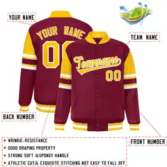 Crimson Color Block Varsity Full-Snap Letterman Jacket 2
